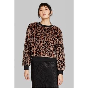 Wild Fable Leopard Print Fur Sweater 🔲🐆🤍